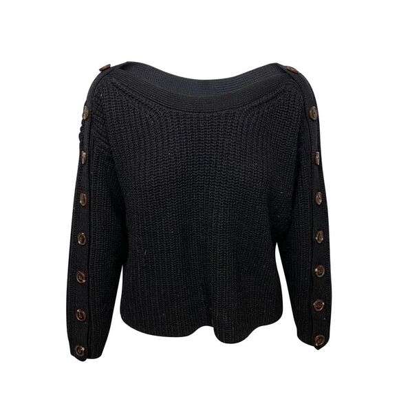 Ba&amp;sh Hades Button-Detailed Ribbed Sweater in Black Wool